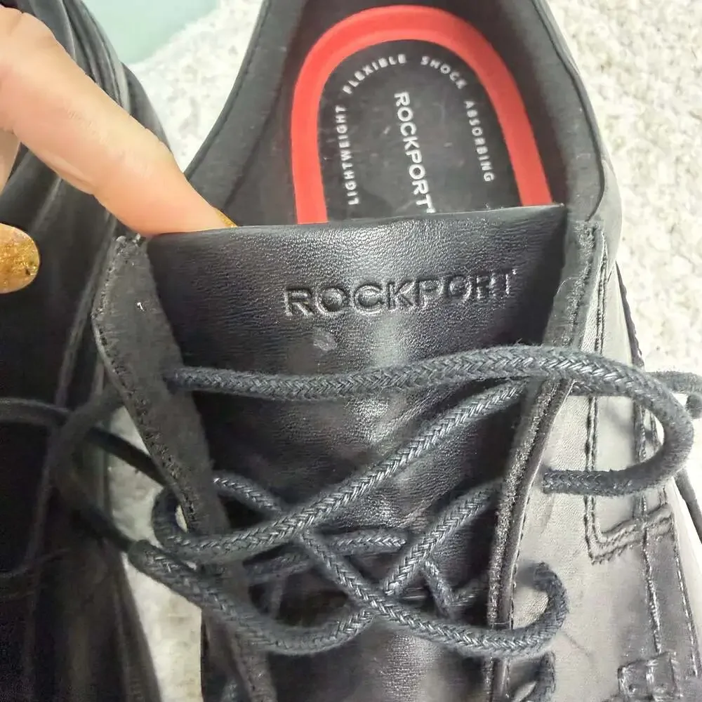 Rockport Mens Leather Apron Toe Lace-Up Dress Shoes Black A13013 SIZE 17 Big Man